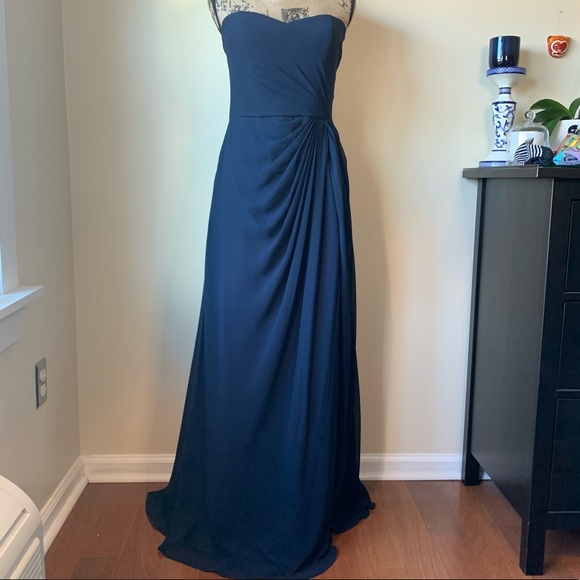 Bill Levkoff Dresses & Skirts - Bill Levkoff Navy Chiffon Strapless Gown